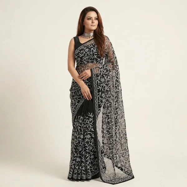 Black_Chikankari_Closet_Georgette_Saree