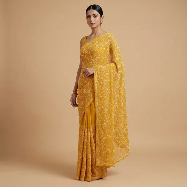 Mustard_Yellow_Chikankari_Closet_Georgette_Saree
