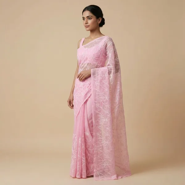 Pink_Chikankari_Closet_Georgette_Saree