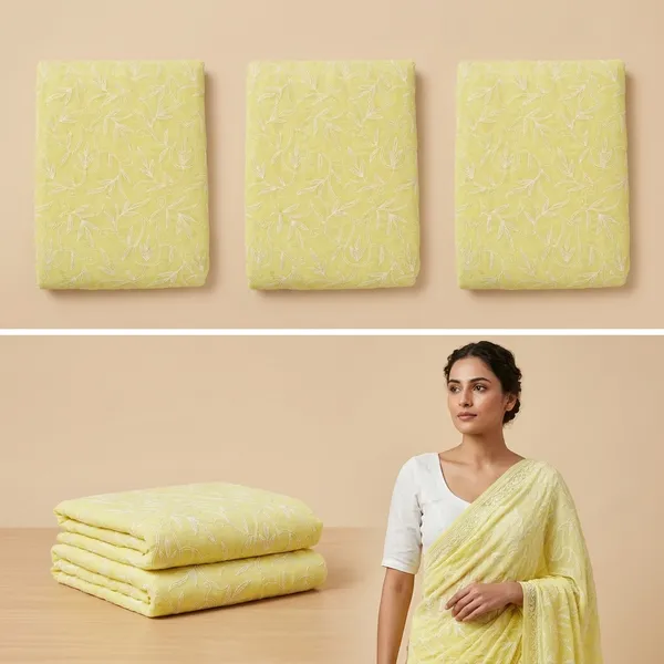 Yellow_Chikankari_Closet_Georgette_Saree