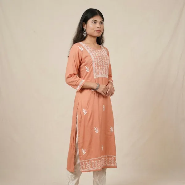Brown_Chikankari_Modal_Kurta_Size_S