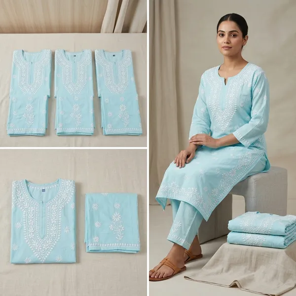 Blue_Rayon_Kurta_Set_With_Chikankari_Hand_Embroidery