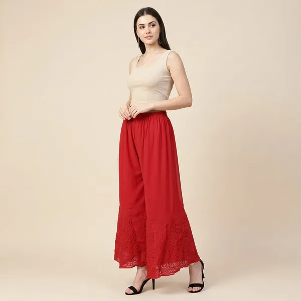 Red_Georgette_Chikankari_Kalidar_Sharara