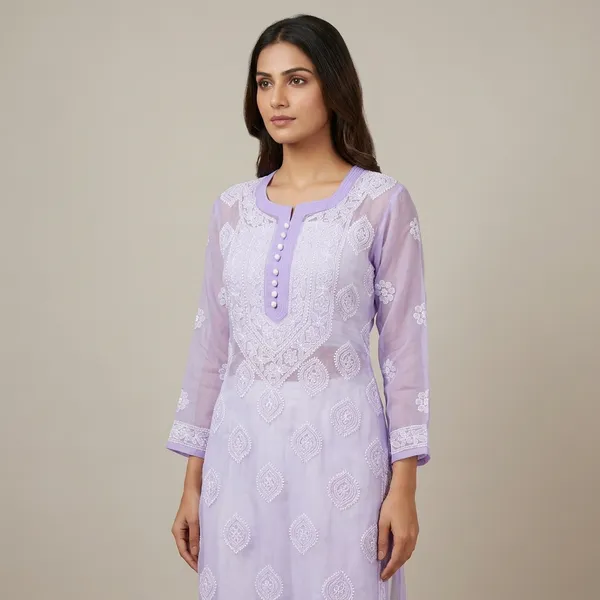 Blue_Georgette_Chikankari_Kurta_With_Hand_Embroidery