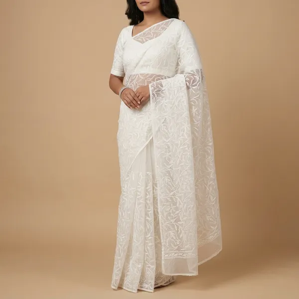 White_Kota_Cotton_Chikankari_Saree