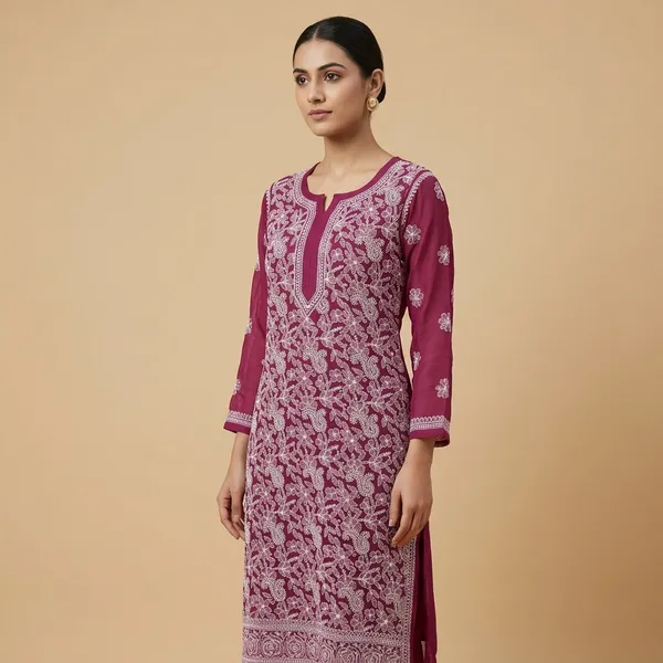 Wine_Lucknowi_Chikankari_Hand_Embroidered_Georgette_Suit_Piece