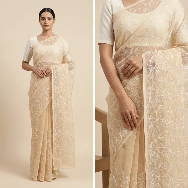 Beige_Kota_Cotton_Chikankari_Saree