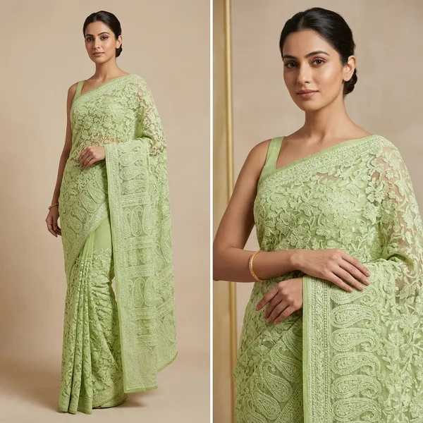 Light_Green_Chikankari_Saree_With_Jaal_Hand_Embroidery
