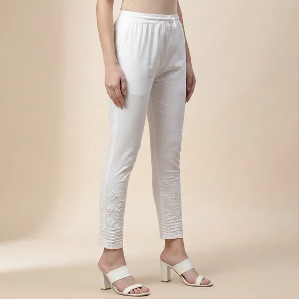 White_Chikankari_Cotton_Pant_With_Hand_Embroidery