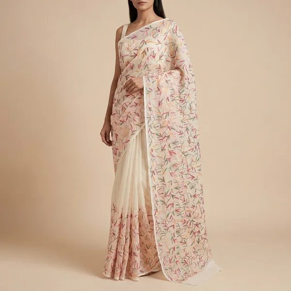 Fabricgeorgette_Chikankari_Saree_With_Multicolour_Embroidery