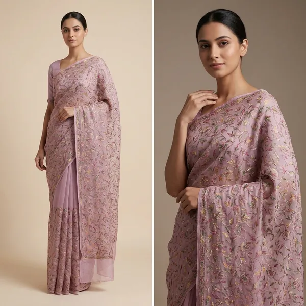 Pink_Chikankari_Saree_With_Multicolour_Embroidery
