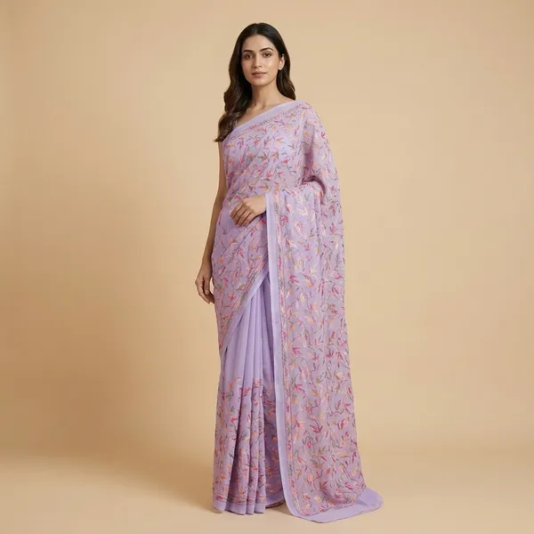 Purple_Chikankari_Saree_With_Multicolour_Embroidery