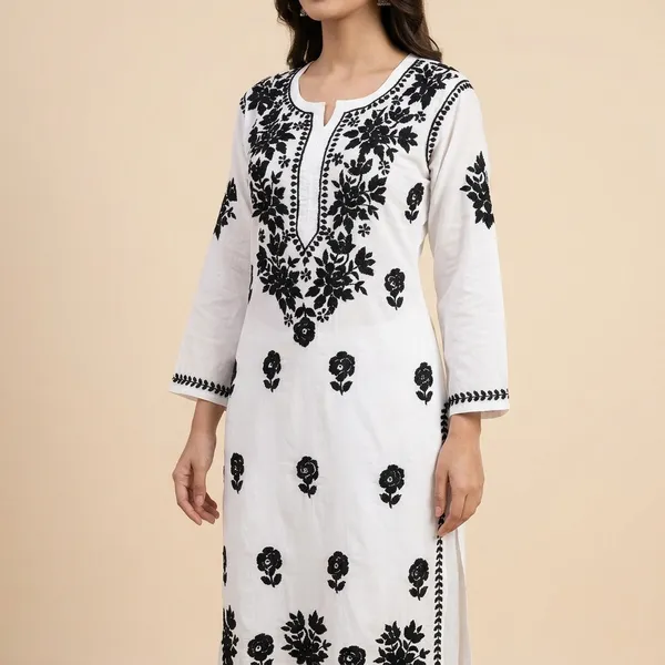 White_Modal_Kurta_Palazzo_Set_With_Chikankari
