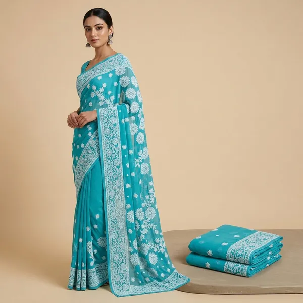 Sea_Green_Chikankari_Saree_With_Hand_Embroidery