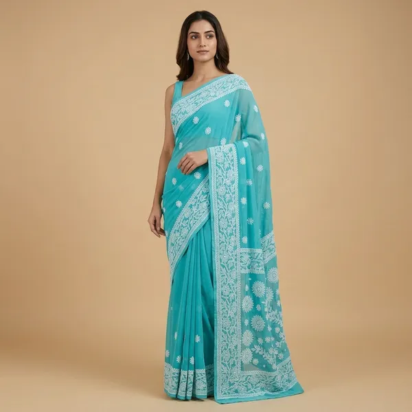 Sea_Green_Chikankari_Saree_With_Hand_Embroidery