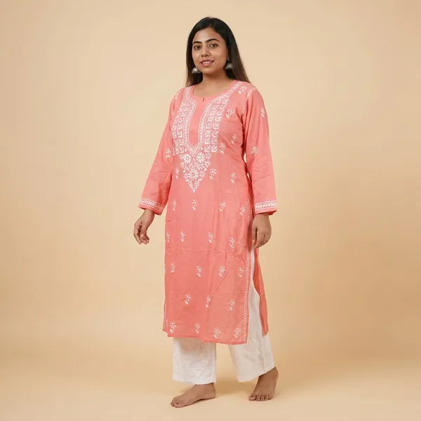 Pink_Modal_Cotton_Chikankari_Kurta