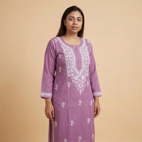 Blue_Modal_Cotton_Chikankari_Kurta