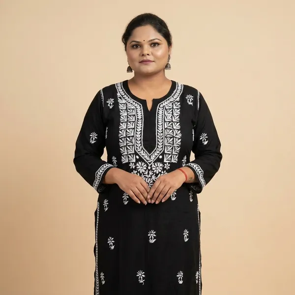 Black_Modal_Cotton_Chikankari_Kurta