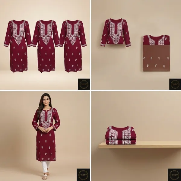 Maroon_Modal_Cotton_Chikankari_Kurta