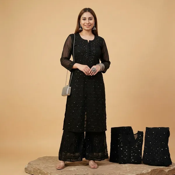Black_Partywear_Black_Kurta_Set_With_Chikankari_Mukaish