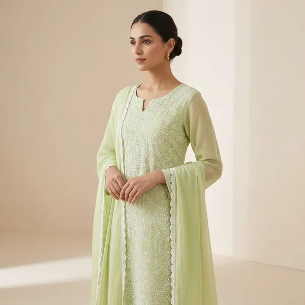 Green_Cotton_Chikankari_Suit_With_Hand_Embroidery