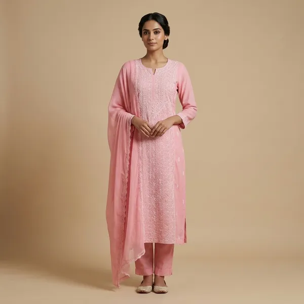Peach_Cotton_Chikankari_Suit_With_Hand_Embroidery