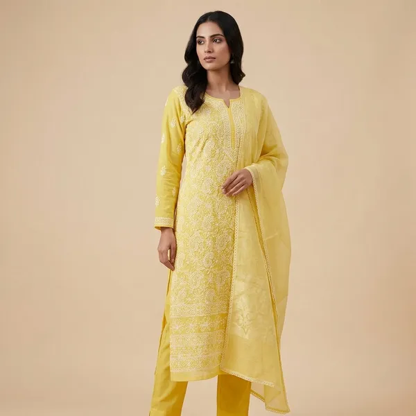 Yellow_Cotton_Chikankari_Suit_With_Hand_Embroidery