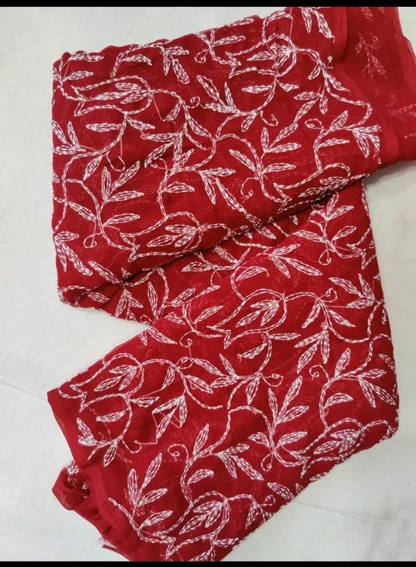 Maroon_Chikankari_Closet_Georgette_Saree