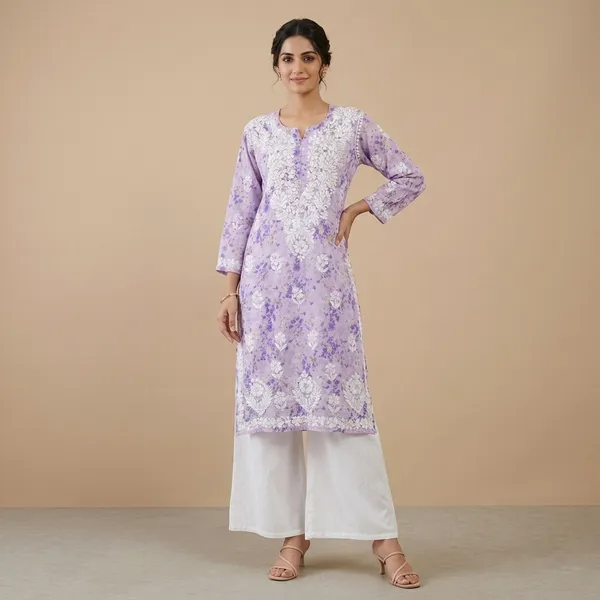 Purple_Floral_Print_Chikankari_Embroidered_Straight_Kurta_For_Women