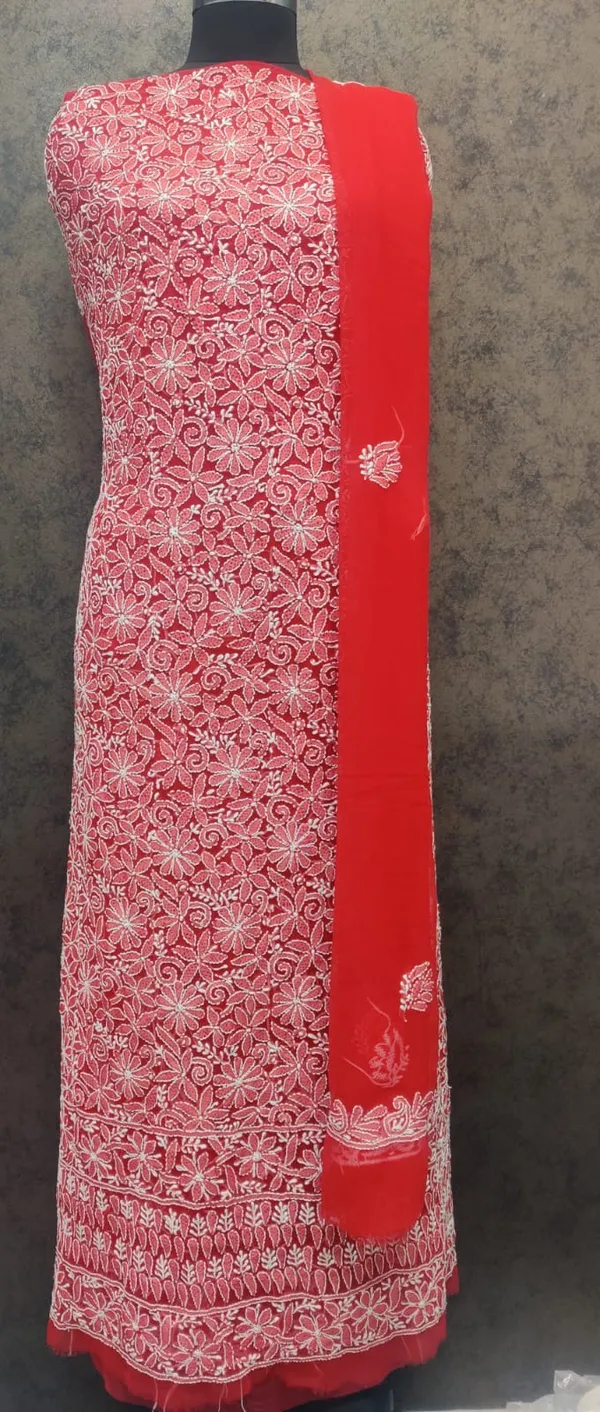 Red_Lucknowi_Chikankari_Hand_Embroidered_Georgette_Suit_Piece