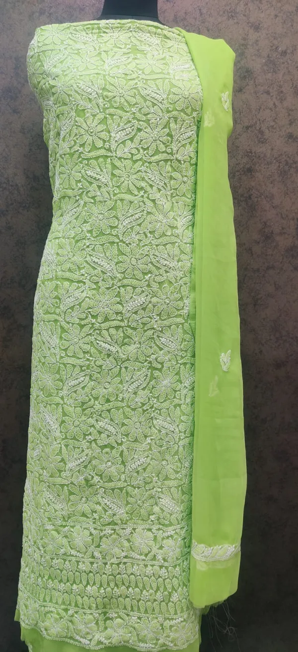 Green_Lucknowi_Chikankari_Hand_Embroidered_Georgette_Suit_Piece