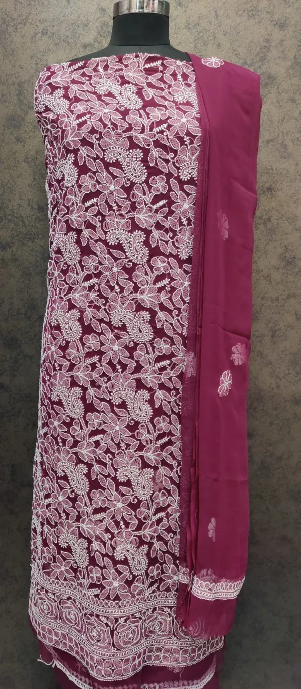 Wine_Lucknowi_Chikankari_Hand_Embroidered_Georgette_Suit_Piece