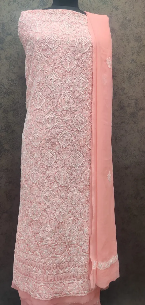Peach_Lucknowi_Chikankari_Hand_Embroidered_Georgette_Suit_Piece