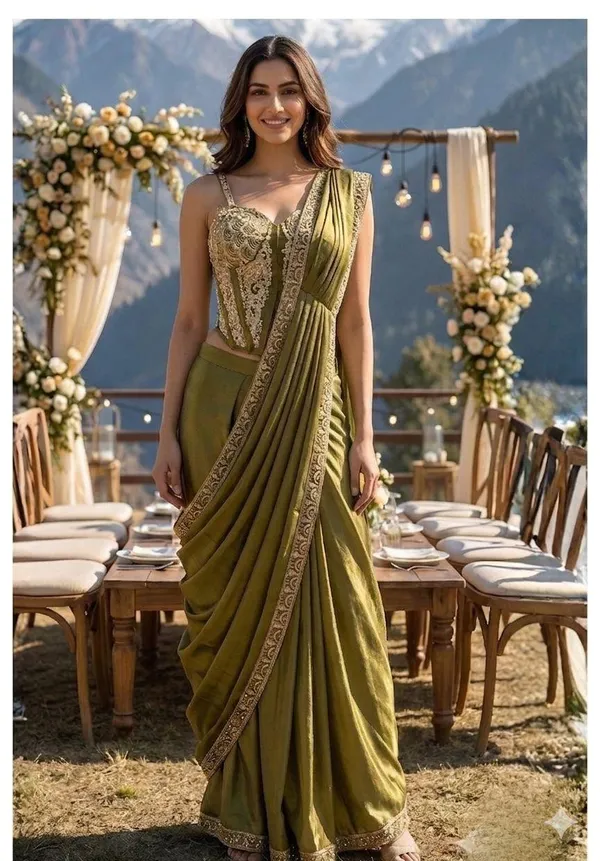 Olive_Green_Embellished_Satin_Saree_with_Blouse_for_Women