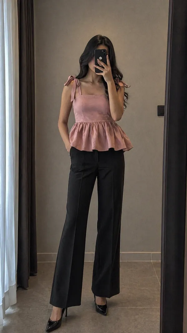 Blush_Pink_Bow_Strap_Peplum_Top