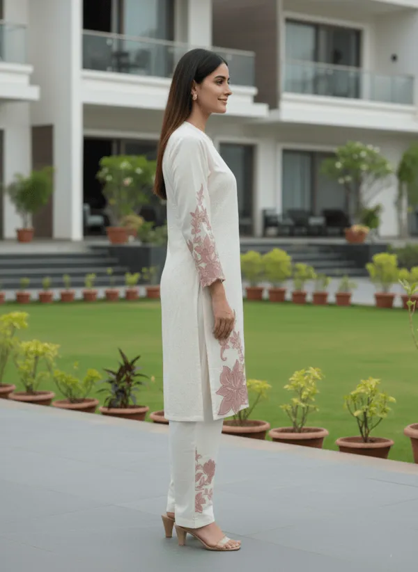 Pack_Of_2_-_White_Cotton_Kurta_Set_And_Green_Acrylic_Sweater
