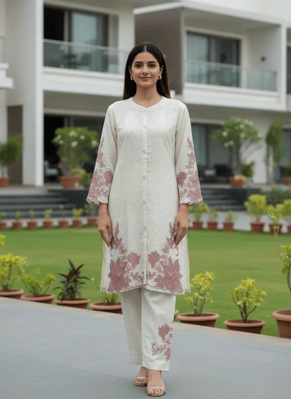 White_Embroidered_Cotton_Kurta_Set_with_Pink_Floral_Motif_for_Women