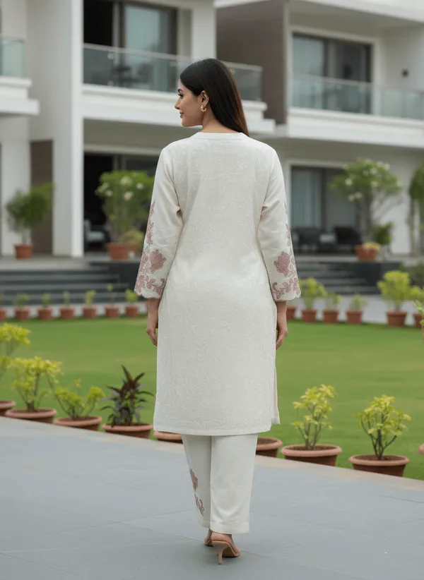 Pack_Of_2_-_White_Cotton_Kurta_Set_And_Green_Acrylic_Sweater