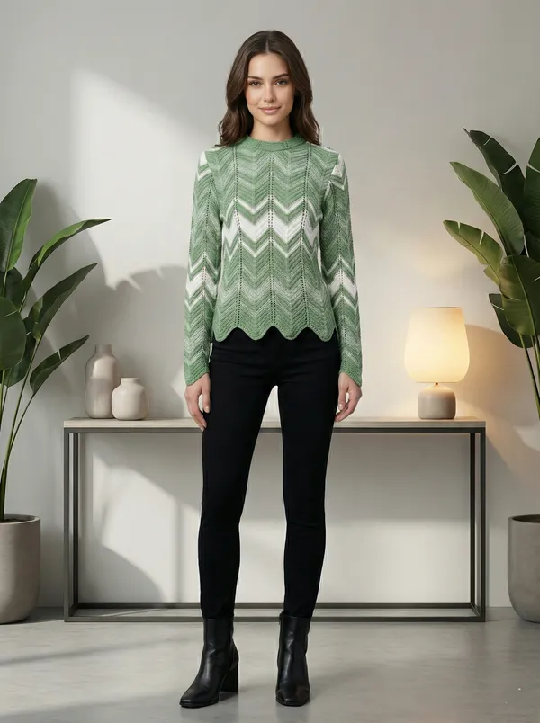 Pack_Of_2_-_White_Cotton_Kurta_Set_And_Green_Acrylic_Sweater