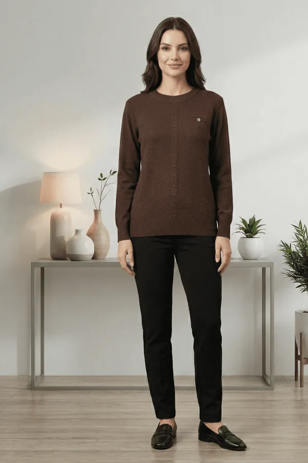 Brown_Knit_Sweater_with_Textured_Pattern_for_Women