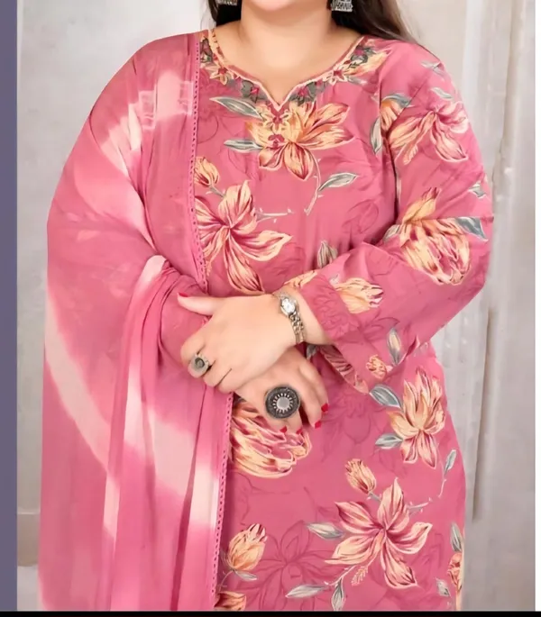 Elegant_Pink_Floral_Printed_Kurta_Set_with_Dupatta