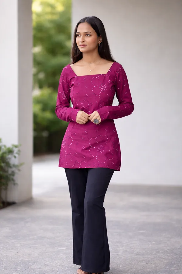 Elegant_Wine_Embroidered_Short_Kurti_Top