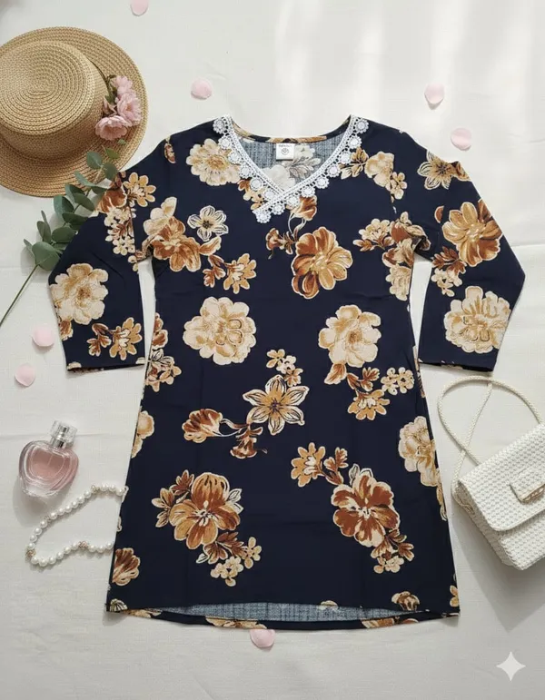 Navy_Blue_Floral_Printed_Straight_Kurti