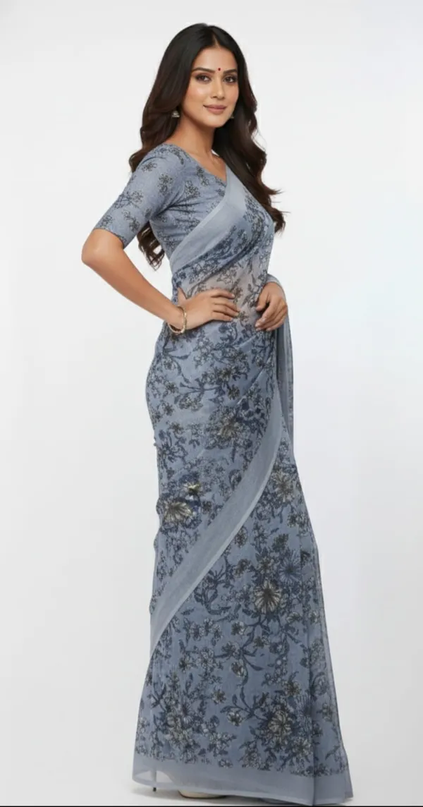 Steel_Grey_Floral_Ready-to-Wear_Saree