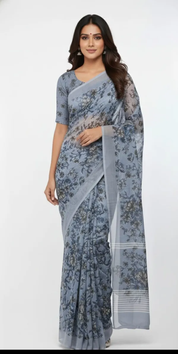 Steel_Grey_Floral_Ready-to-Wear_Saree