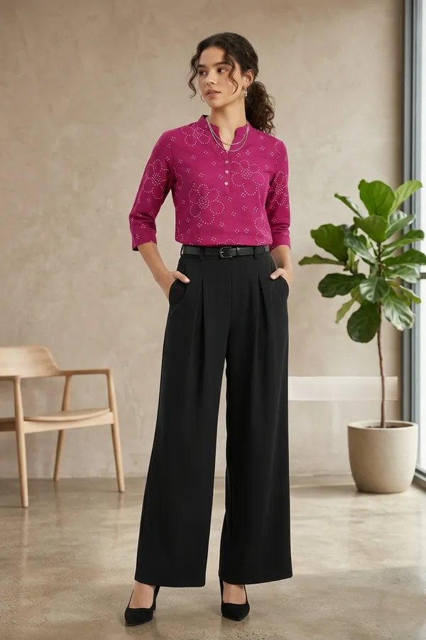 Pack_of_2_-_Magenta_Floral_Embroidered_Top_with_Black_Pleated_Trousers_for_Women