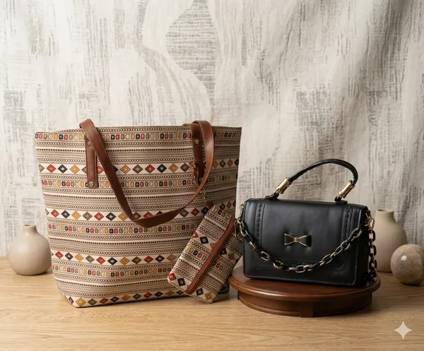 Pack_Of_2_-_Black_Leather_Handbag_And_Multicolor_Canvas_Tote_Bag_For_Women