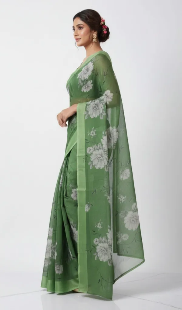 green_Floral_Ready-to-Wear_Saree