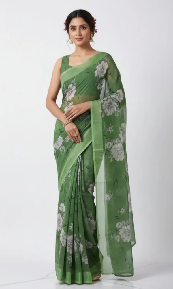 green_Floral_Ready-to-Wear_Saree