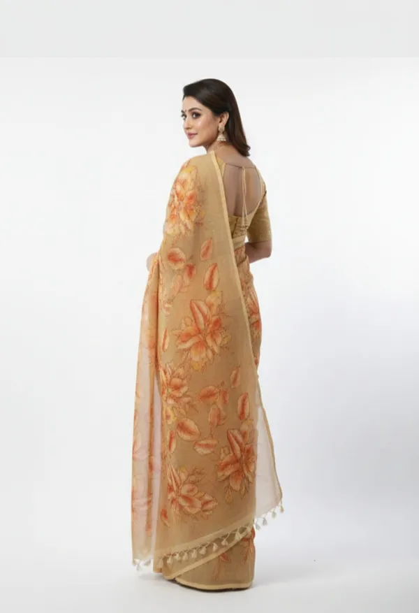 orange_Floral_Ready-to-Wear_Saree